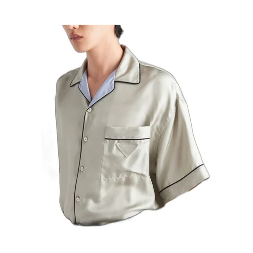 Short-sleeved silk twill shirt