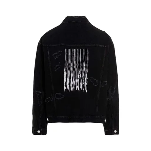 Barcode Destroyed Denim Jacket