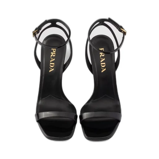 Patent leather high-heeled sandals