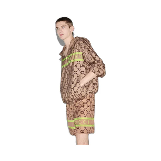 Light nylon GG print hooded jacket