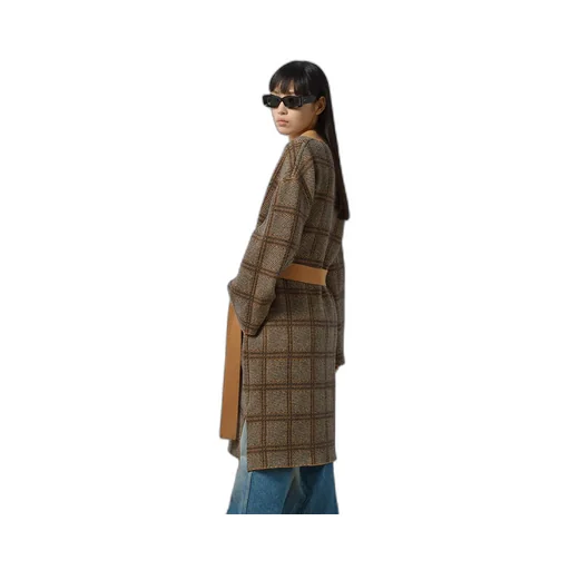Reversible checked wool cardigan