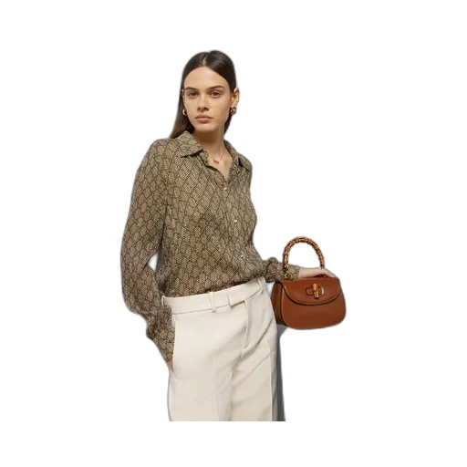 GG damier print silk shirt