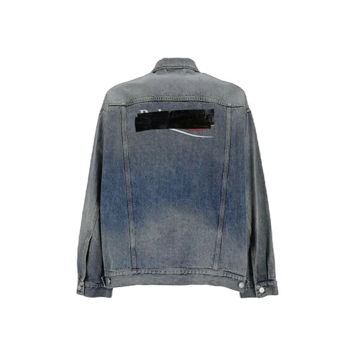 Bleached-Effect Button-Up Denim Jacket