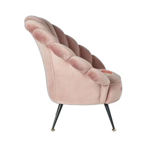 Velvet armchair with embroidered flowers