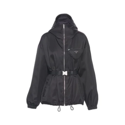 Re-Nylon hooded blouson jacket with pouch