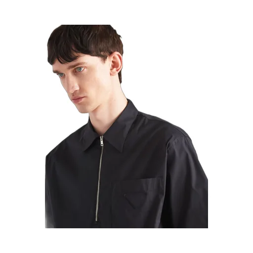 Short-sleeve stretch cotton shirt