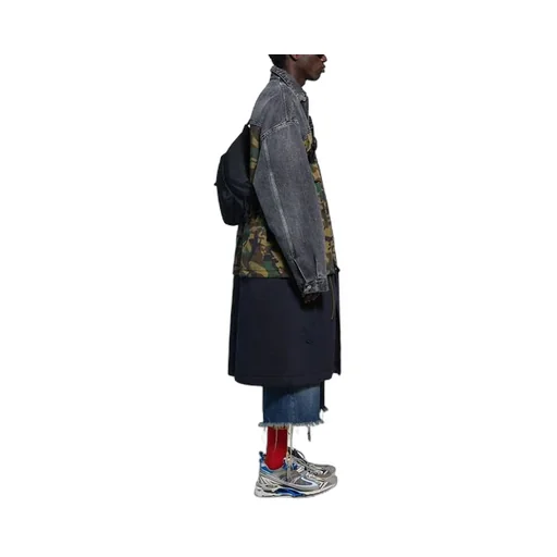 3 Layered Patchwork Knee Length Car Coat