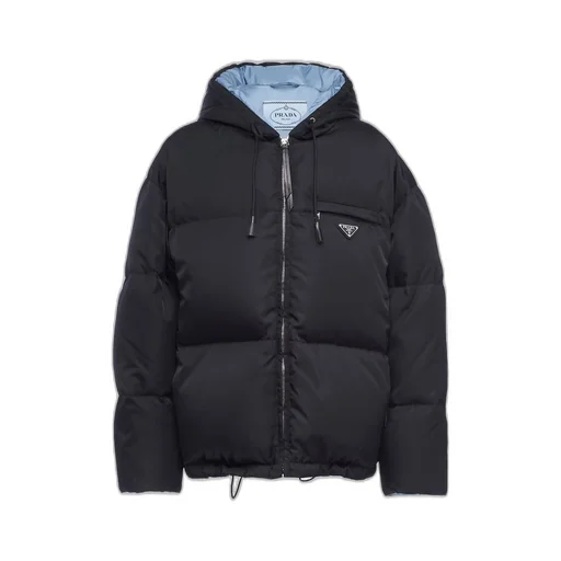Re-Nylon Gabardine hooded down jacket