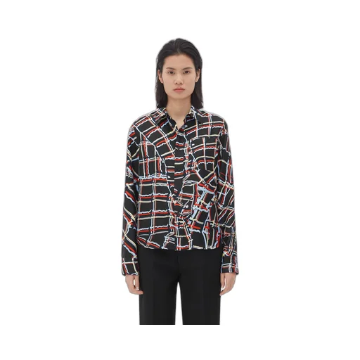 Distorted Check Printed Silk Shirt