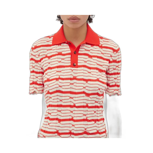Distorted Stripe Cotton Polo