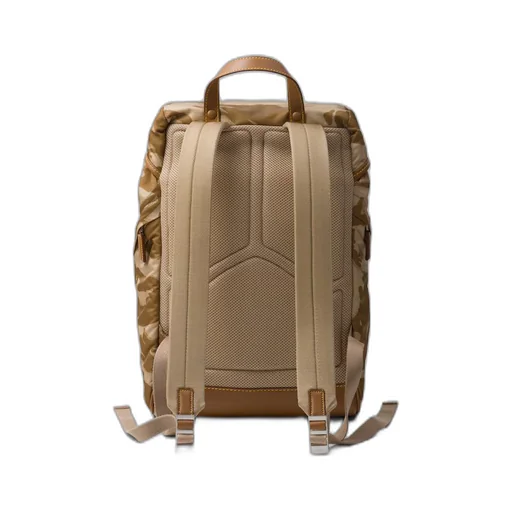 Printed Re-Nylon and leather backpack