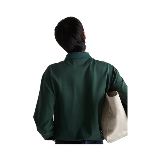 Long-sleeved cotton polo shirt