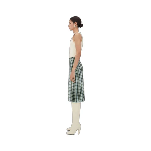 Cotton Viscose Check Skirt
