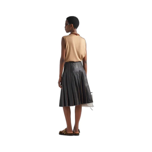 Pleated leather skirt