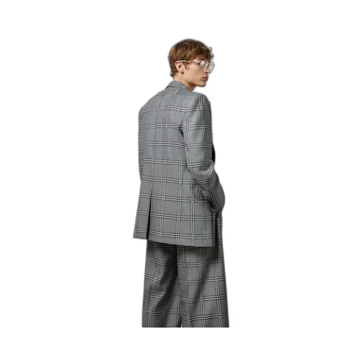 Horsebit check wool jacket