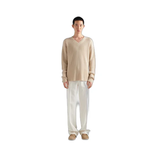Cashmere and linen V-neck sweater