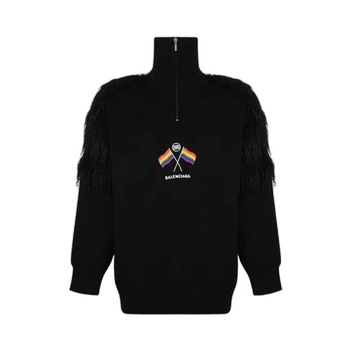 LGBTQ Flag Zip Up Turtleneck Sweater