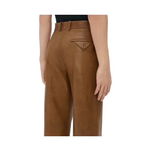 Vintage-Effect Leather Trousers