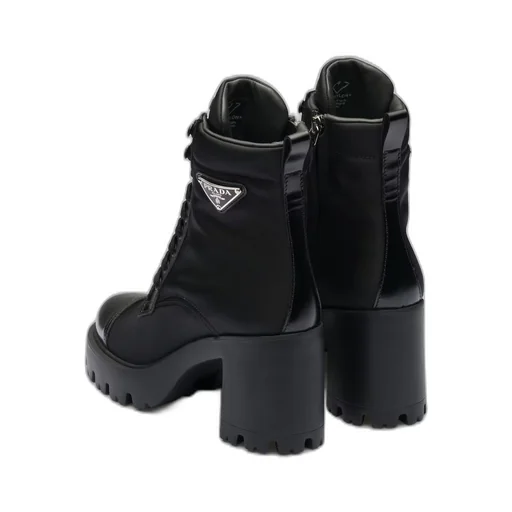 Re-Nylon and leather booties