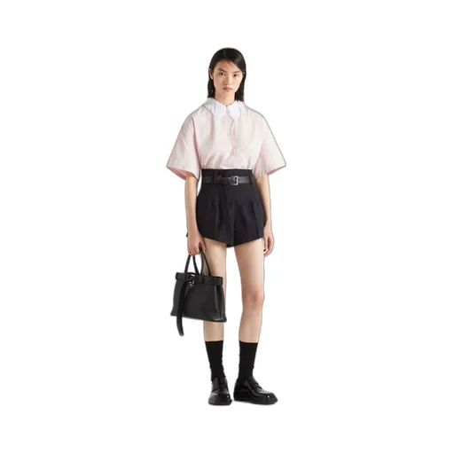 Poplin shirt with fringed collar