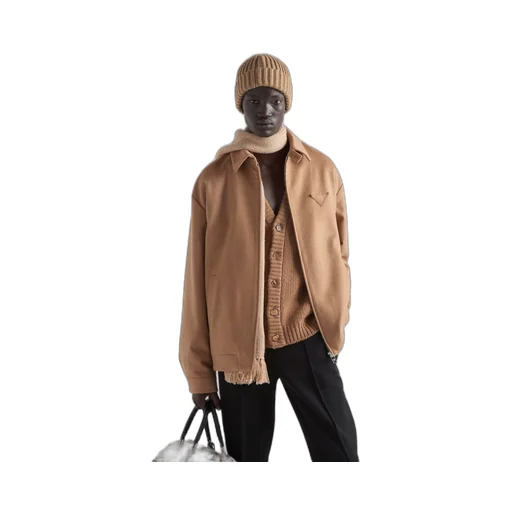 Camel hair blouson jacket