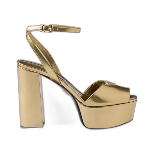 Metallic leather platform sandals