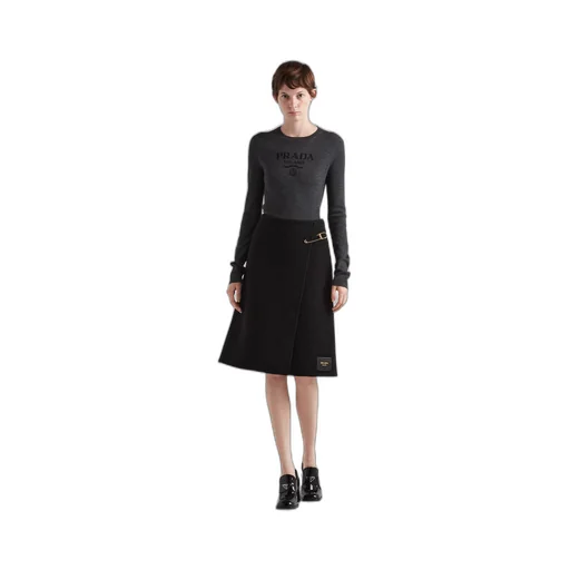 Twill midi-skirt