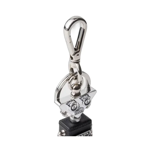 Saffiano leather robot trick keychain