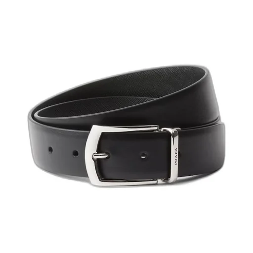 Reversible Saffiano and leather belt