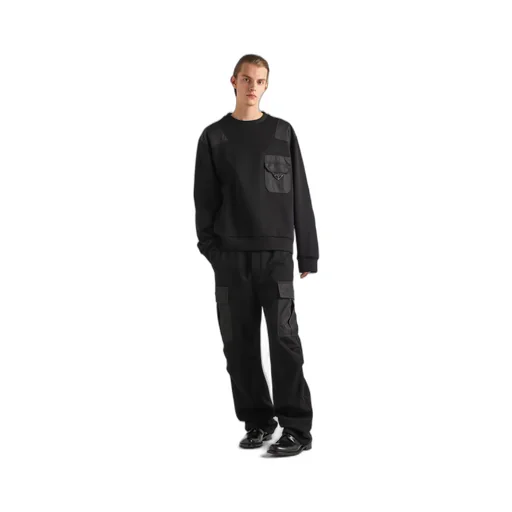 Cotton sweatshirt with Re-Nylon details