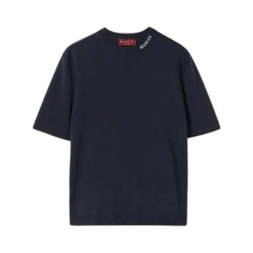 Silk cotton T-shirt with Gucci intarsia