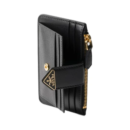 Saffiano and smooth leather card holder