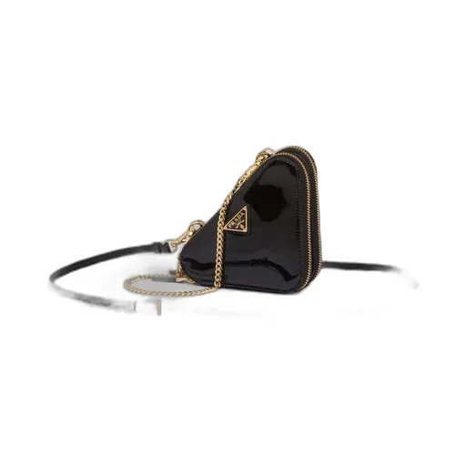 Triangular patent leather mini pouch