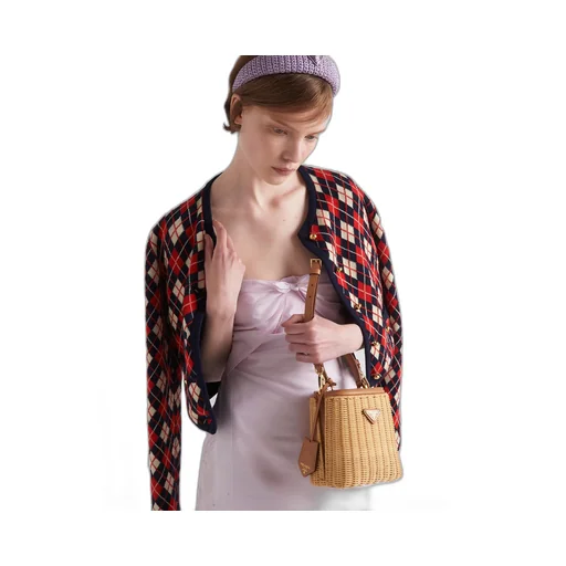 Mini wicker and leather Prada Panier bag