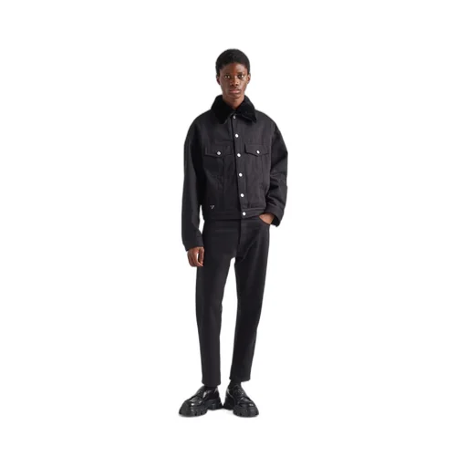 Padded bull denim blouson jacket