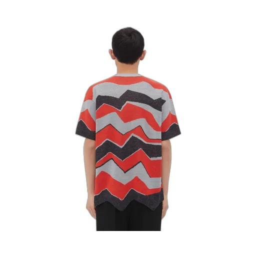 Zig-Zag Jacquard Knitted T-Shirt
