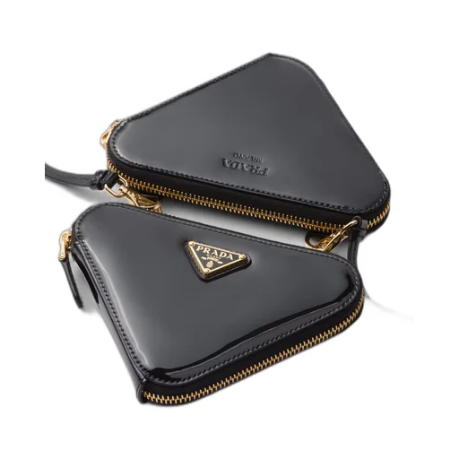 Triangular patent leather mini pouch