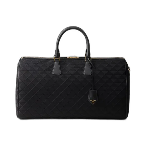 Embroidered fabric duffel bag