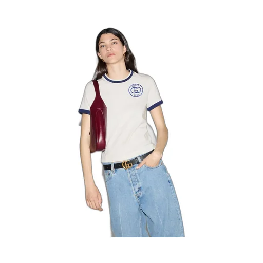 Cotton jersey T-shirt with Gucci embroidery