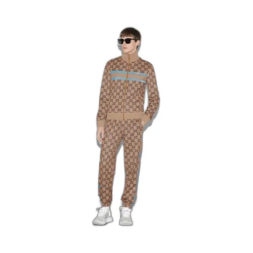 Technical jersey GG print zipped jacket