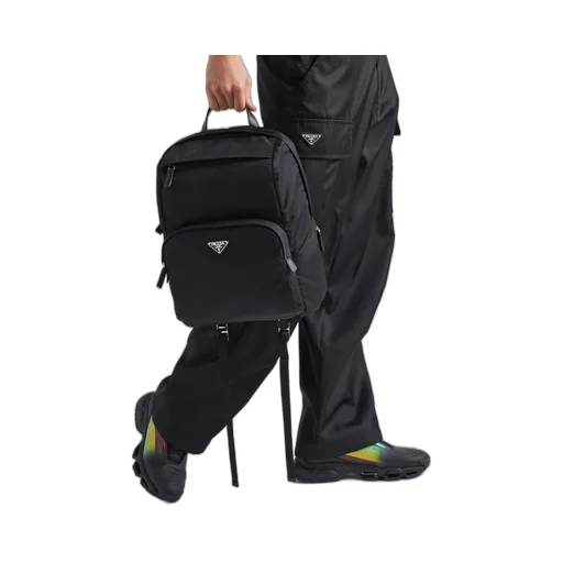 Re-Nylon and Saffiano leather backpack