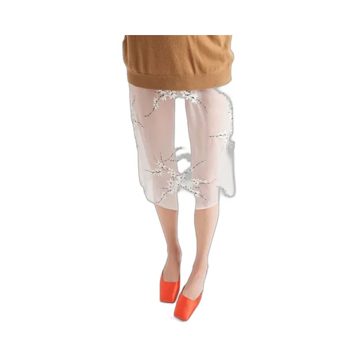 Embroidered organza midi-skirt