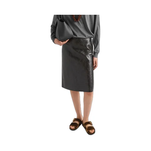 Craquelé leather skirt