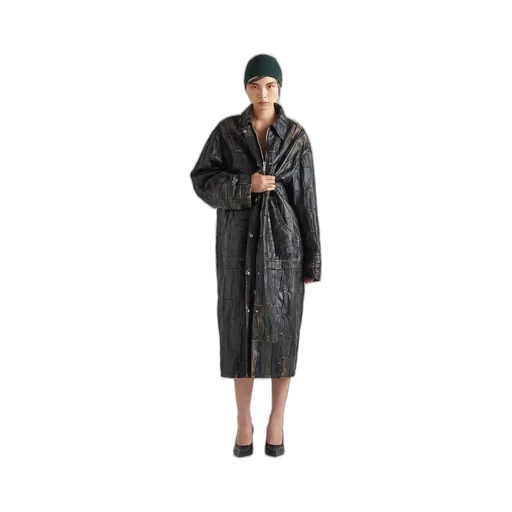 Nappa leather patchwork coat
