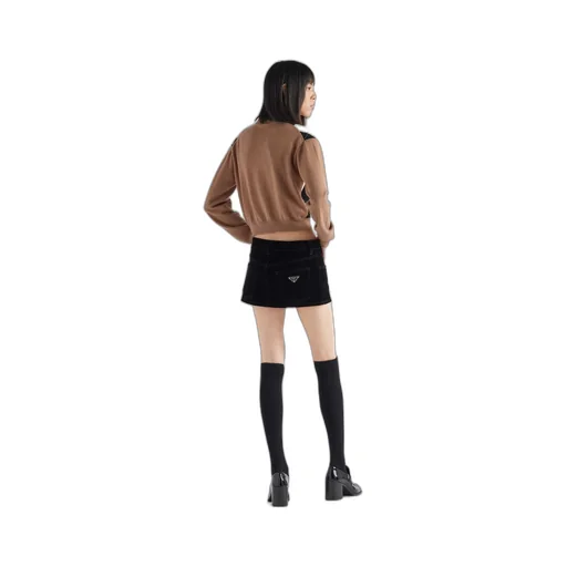 Velvet denim miniskirt