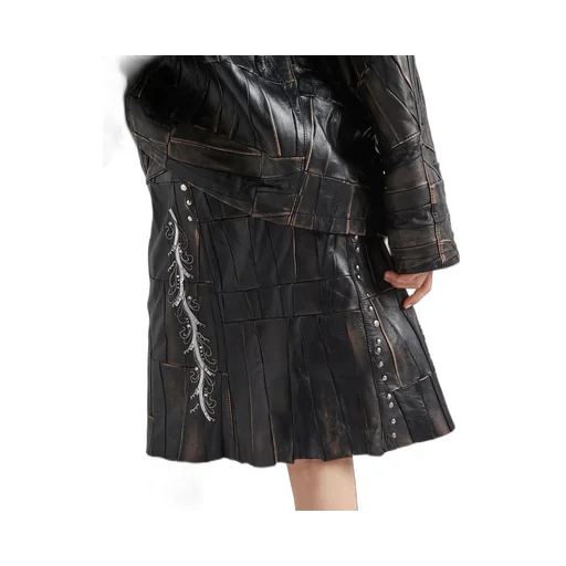 Nappa leather patchwork skirt