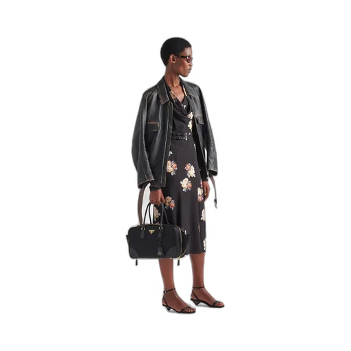 Leather blouson jacket