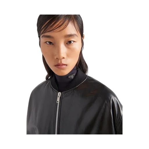 Oversized nappa leather bomber jacket