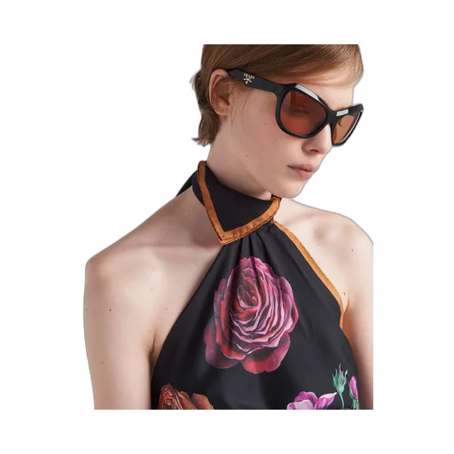 Printed silk twill mini-dress
