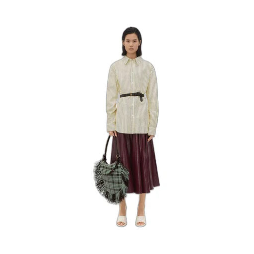 Printed Leather Striped Shirt